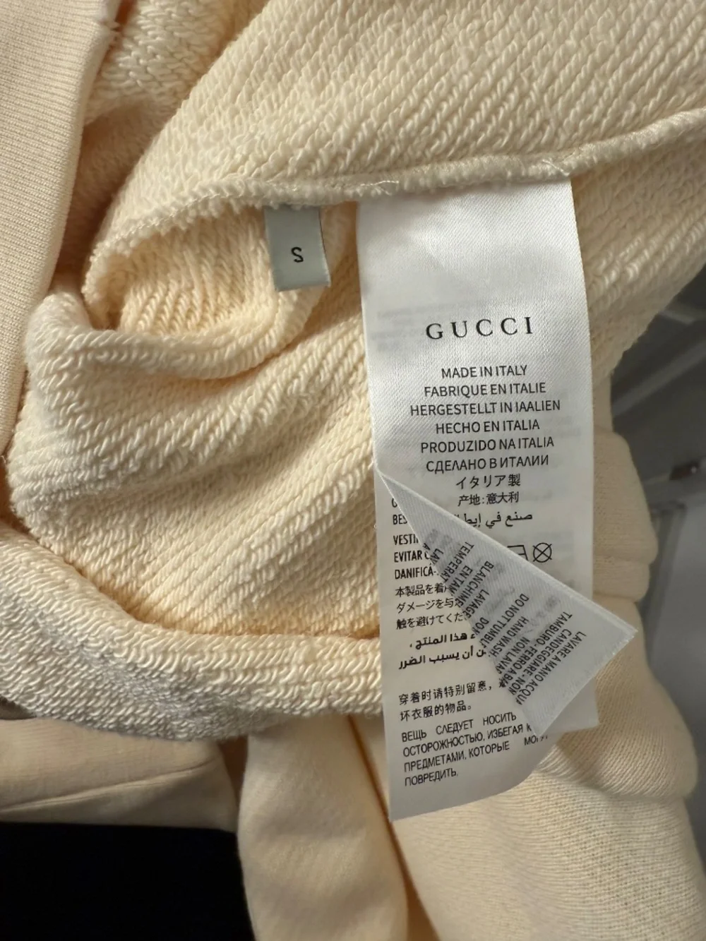 Gucci Distressed GG Box Logo Hoodie in Beige / Ivory